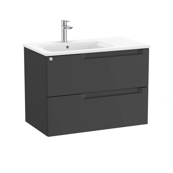 Image of Roca Aleyda: Unik Wall-hung Vanity Unit with Two Drawers and LH Basin (800mm)