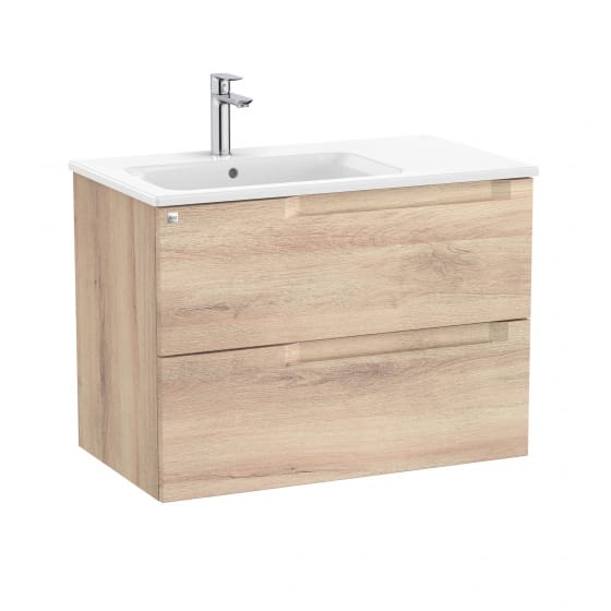 Image of Roca Aleyda: Unik Wall-hung Vanity Unit with Two Drawers and LH Basin (800mm)