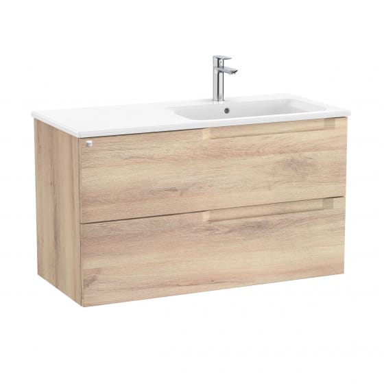 Image of Roca Aleyda: Unik Wall-hung Vanity Unit with Two Drawers and Right-handed Basin (1000mm)
