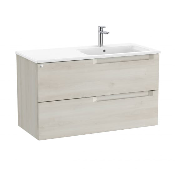 Image of Roca Aleyda: Unik Wall-hung Vanity Unit with Two Drawers and Right-handed Basin (1000mm)