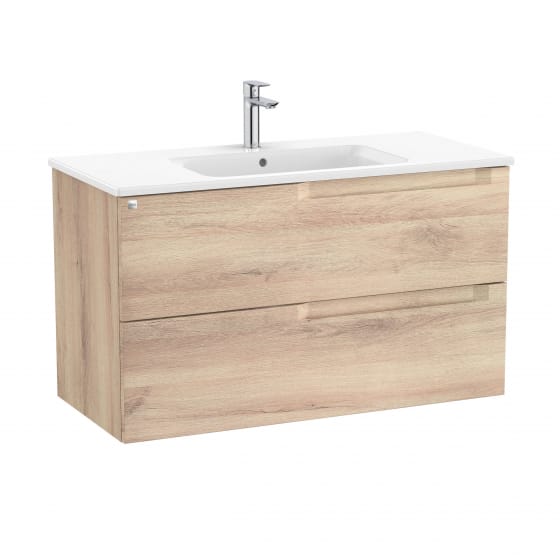 Image of Roca Aleyda: Unik Wall-hung Vanity Unit with Two Drawers and Centred Basin (1000mm)