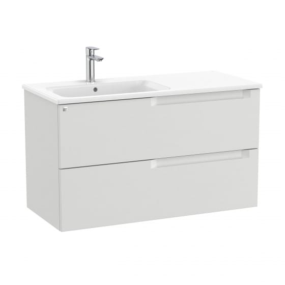 Image of Roca Aleyda: Unik Wall-hung Vanity Unit with Two Drawers and LH Basin (1000mm)