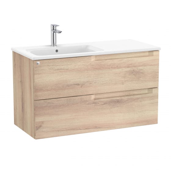 Image of Roca Aleyda: Unik Wall-hung Vanity Unit with Two Drawers and LH Basin (1000mm)