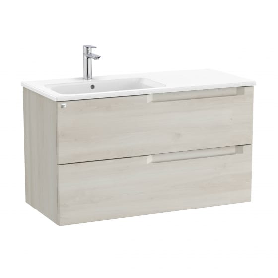 Image of Roca Aleyda: Unik Wall-hung Vanity Unit with Two Drawers and LH Basin (1000mm)
