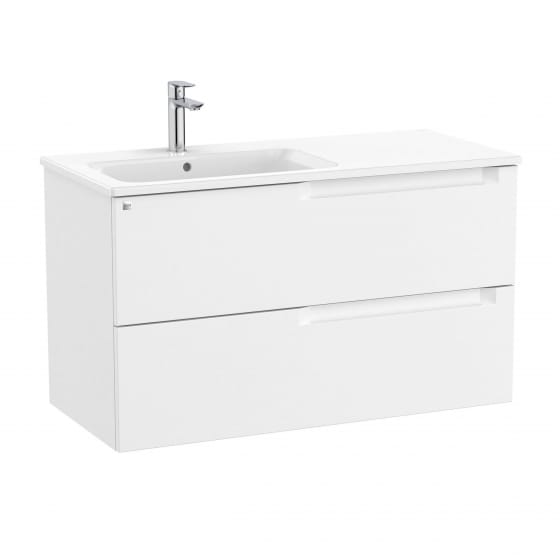 Image of Roca Aleyda: Unik Wall-hung Vanity Unit with Two Drawers and LH Basin (1000mm)