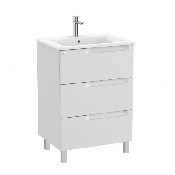 Image of Roca Aleyda: Unik Floor-standing Vanity Unit with Three Drawers and Basin (600mm)