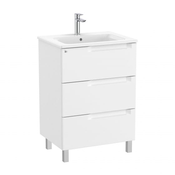 Image of Roca Aleyda: Unik Floor-standing Vanity Unit with Three Drawers and Basin (600mm)