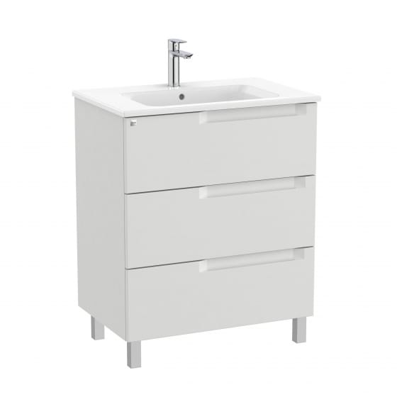 Image of Roca Aleyda: Unik Floor-standing Vanity Unit with Three Drawers and Basin (700mm)