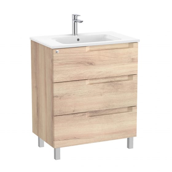 Image of Roca Aleyda: Unik Floor-standing Vanity Unit with Three Drawers and Basin (700mm)