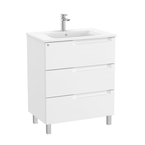 Image of Roca Aleyda: Unik Floor-standing Vanity Unit with Three Drawers and Basin (700mm)