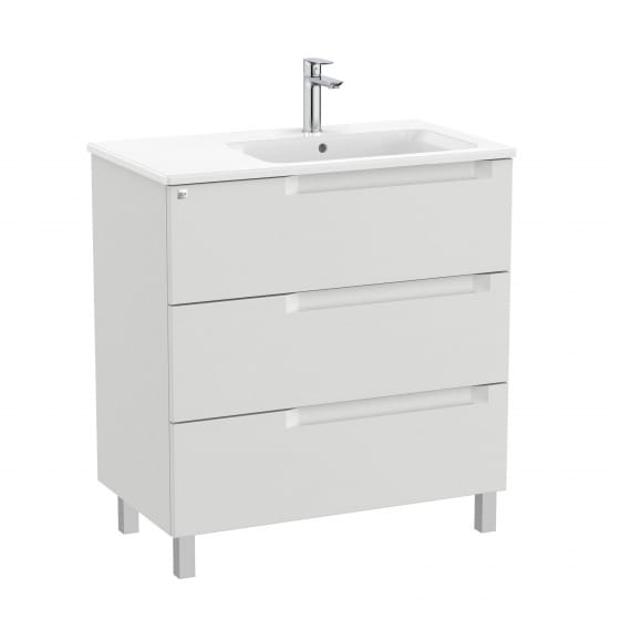 Image of Roca Aleyda: Unik Floor-standing Vanity Unit with Three Drawers and RH Basin (800mm)