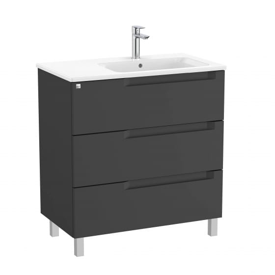 Image of Roca Aleyda: Unik Floor-standing Vanity Unit with Three Drawers and RH Basin (800mm)