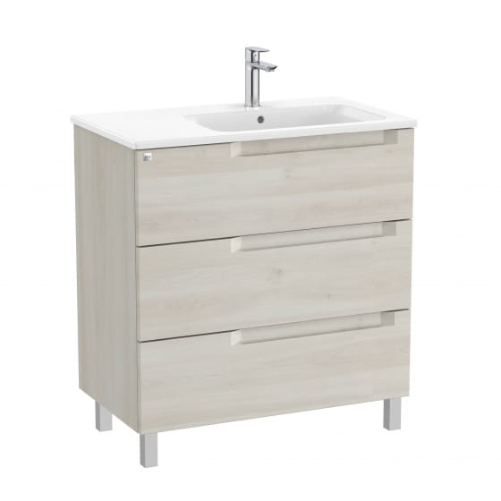 Image of Roca Aleyda: Unik Floor-standing Vanity Unit with Three Drawers and RH Basin (800mm)