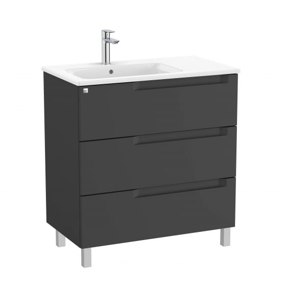 Image of Roca Aleyda: Unik Floor-standing Vanity Unit with Three Drawers and LH Basin (800mm)