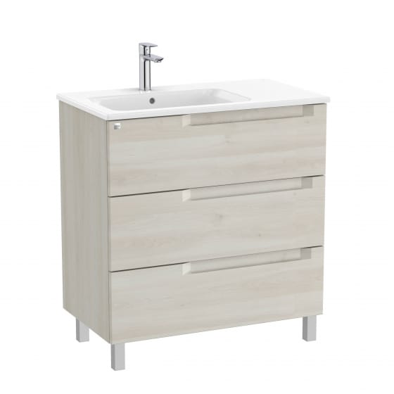 Image of Roca Aleyda: Unik Floor-standing Vanity Unit with Three Drawers and LH Basin (800mm)