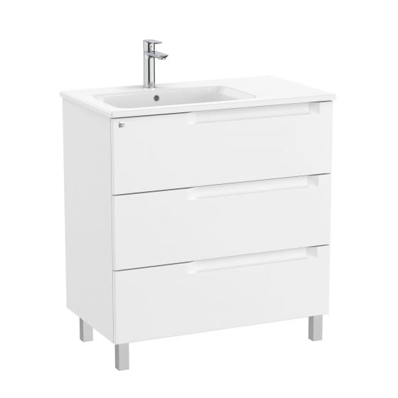 Image of Roca Aleyda: Unik Floor-standing Vanity Unit with Three Drawers and LH Basin (800mm)