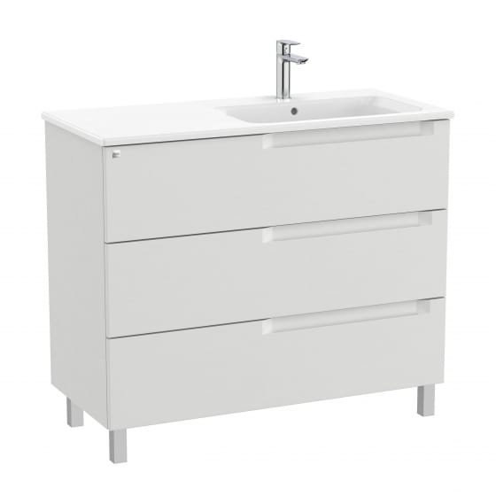Image of Roca Aleyda: Unik Floor-standing Vanity Unit with Three Drawers and RH Basin (1000mm)