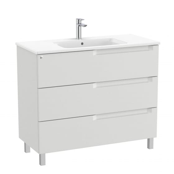 Image of Roca Aleyda: Unik Floor-standing Vanity Unit with Three Drawers and Centred Basin (1000mm)