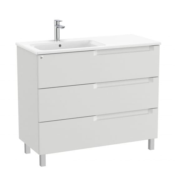 Image of Roca Aleyda: Unik Floor-standing Vanity Unit with Three Drawers and LH Basin (1000mm)