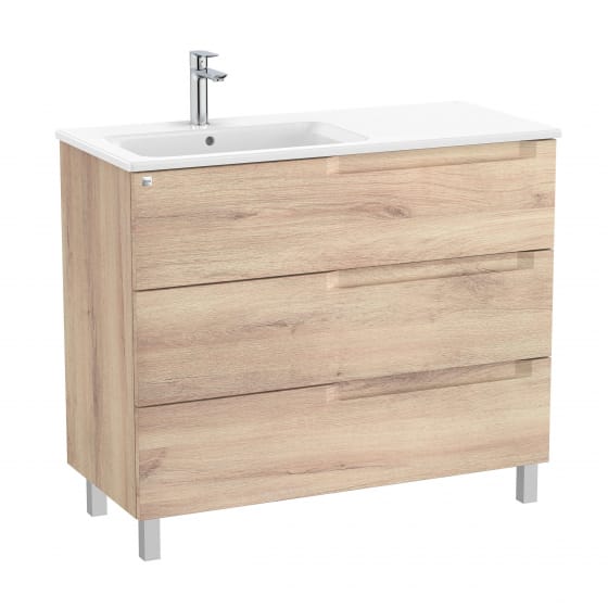 Image of Roca Aleyda: Unik Floor-standing Vanity Unit with Three Drawers and LH Basin (1000mm)