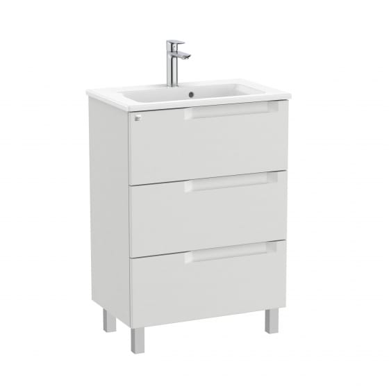 Image of Roca Aleyda: Unik Compact Floor-standing Vanity Unit with Three Drawers and Basin (600mm)