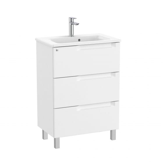 Image of Roca Aleyda: Unik Compact Floor-standing Vanity Unit with Three Drawers and Basin (600mm)