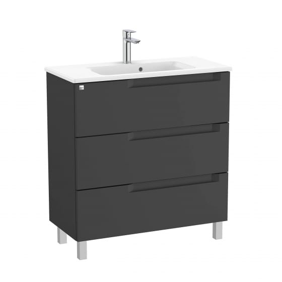 Image of Roca Aleyda: Unik Compact Floor-standing Vanity Unit with Three Drawers and Basin (800mm)