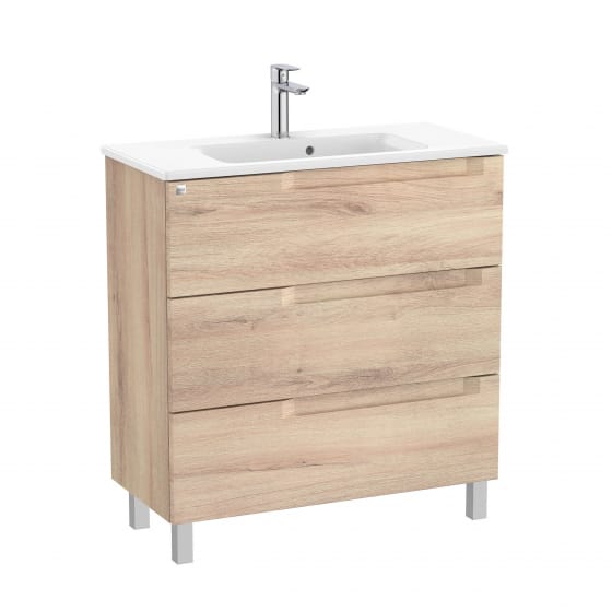 Image of Roca Aleyda: Unik Compact Floor-standing Vanity Unit with Three Drawers and Basin (800mm)