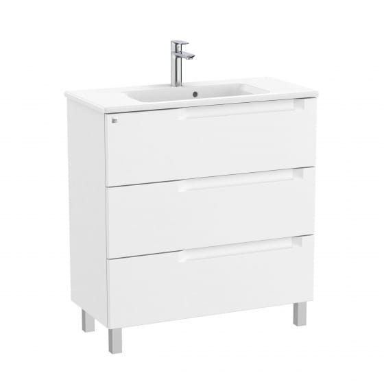 Image of Roca Aleyda: Unik Compact Floor-standing Vanity Unit with Three Drawers and Basin (800mm)