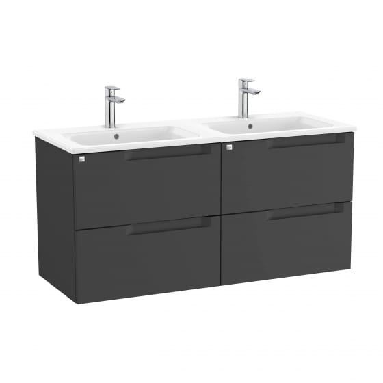 Image of Roca Aleyda: Unik Wall-hung Double Vanity Unit with Four Drawers and Double Basins (1200mm)
