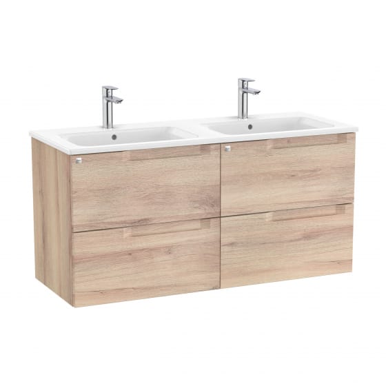 Image of Roca Aleyda: Unik Wall-hung Double Vanity Unit with Four Drawers and Double Basins (1200mm)