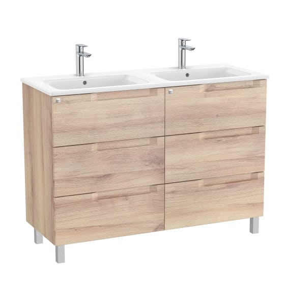 Image of Roca Aleyda: Unik Floor-standing Double Vanity Unit with Six Drawers and Double Basins (1200mm)