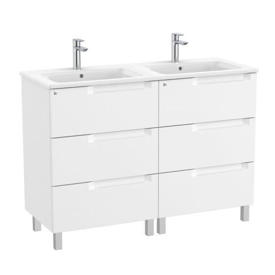 Image of Roca Aleyda: Unik Floor-standing Double Vanity Unit with Six Drawers and Double Basins (1200mm)