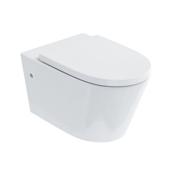 Image of Britton: Sphere Rimless Wall Hung WC Toilet Pan with Seat