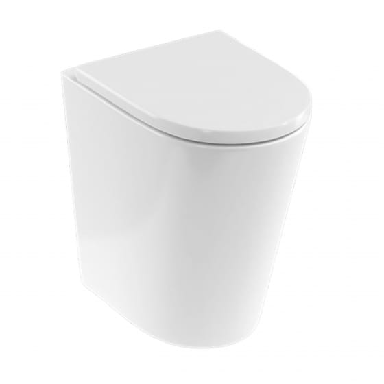 Image of Britton: Sphere Tall Rimless Back To Wall Toilet Pan with Soft Close Seat