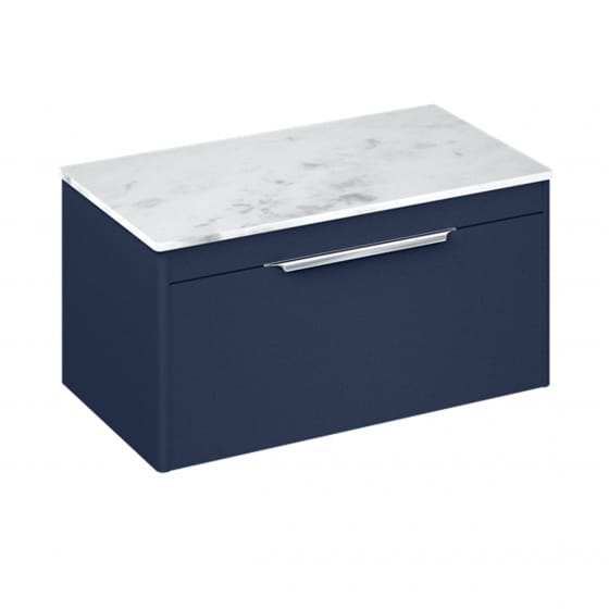 Image of Britton: Shoreditch Wall-hung Drawer Unit with Carrera White Worktop (850mm)