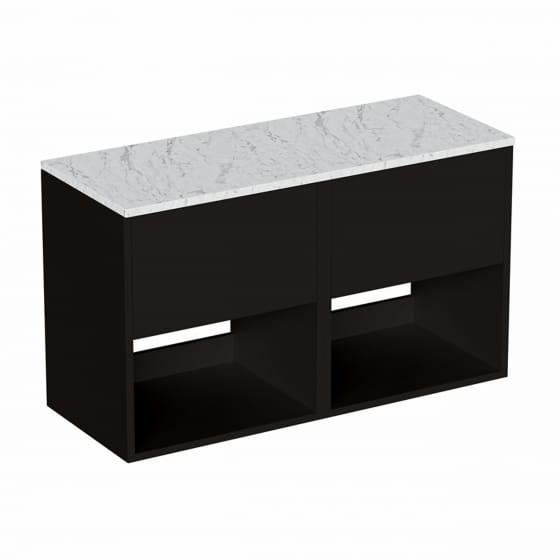 Image of Britton Hackney: Wall-hung Vanity Unit with Carrara Worktop (1000mm)