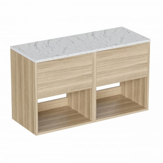 Image of Britton Hackney: Wall-hung Vanity Unit with Carrara Worktop (1000mm)