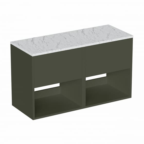 Image of Britton Hackney: Wall-hung Vanity Unit with Carrara Worktop (1000mm)