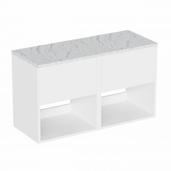 Image of Britton Hackney: Wall-hung Vanity Unit with Carrara Worktop (1000mm)