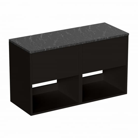 Image of Britton Hackney: Wall-hung Vanity Unit with Marquina Worktop (1000mm)