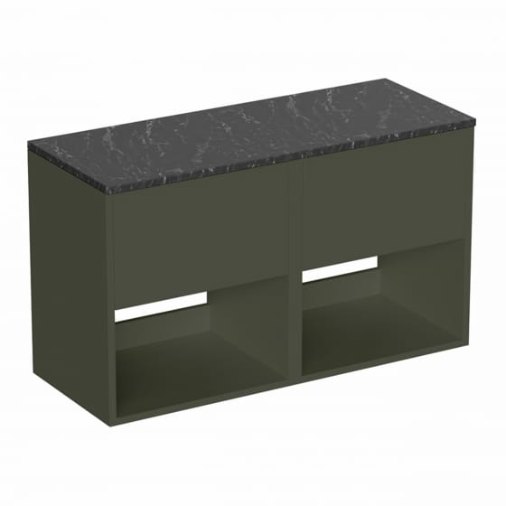 Image of Britton Hackney: Wall-hung Vanity Unit with Marquina Worktop (1000mm)