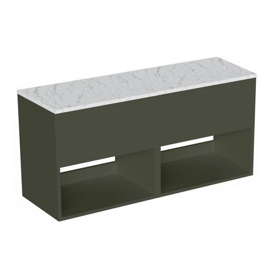 Image of Britton Hackney: Wall-hung Vanity Unit with Carrara Worktop (1200mm)