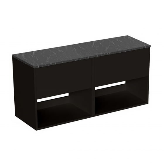Image of Britton Hackney: Wall-hung Vanity Unit with Marquina Worktop (1200mm)