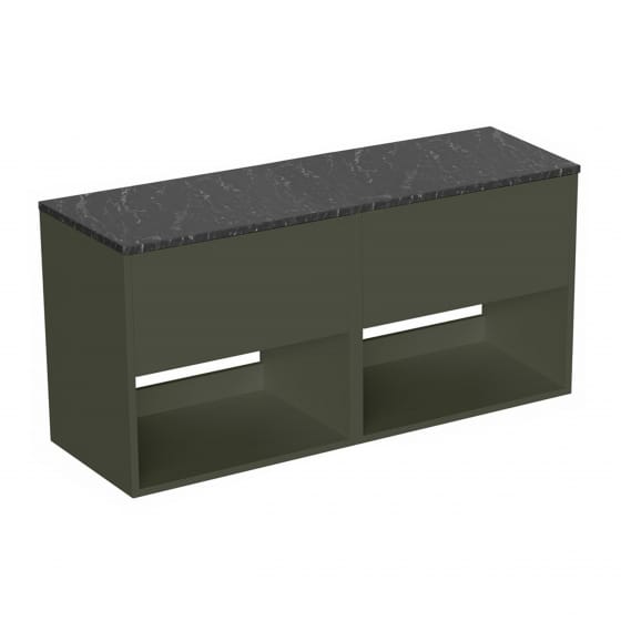 Image of Britton Hackney: Wall-hung Vanity Unit with Marquina Worktop (1200mm)