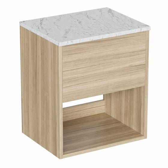 Image of Britton Hackney: Wall-Hung Vanity Unit with Carrara Worktop (500mm)