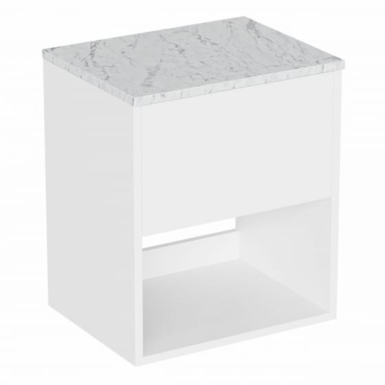 Image of Britton Hackney: Wall-Hung Vanity Unit with Carrara Worktop (500mm)