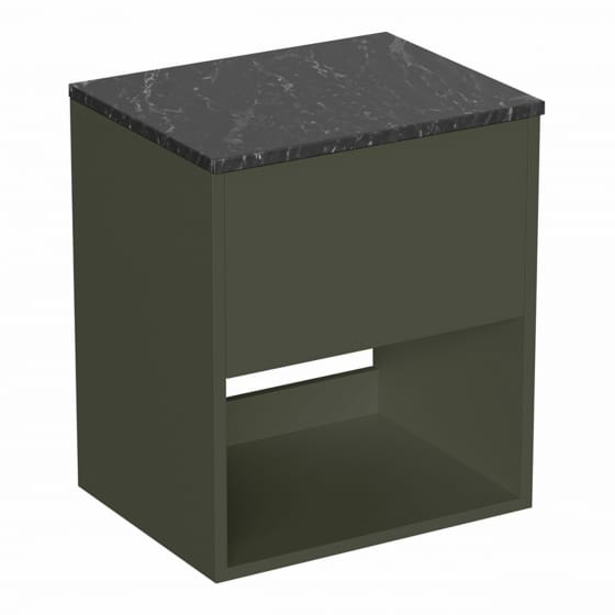 Image of Britton Hackney: Wall-Hung Vanity Unit with Marquina Worktop (500mm)