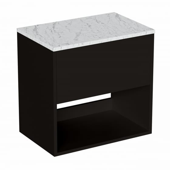 Image of Britton Hackney: Wall-Hung Vanity Unit with Carrara Worktop (600mm)