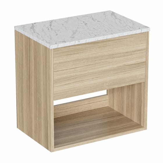 Image of Britton Hackney: Wall-Hung Vanity Unit with Carrara Worktop (600mm)